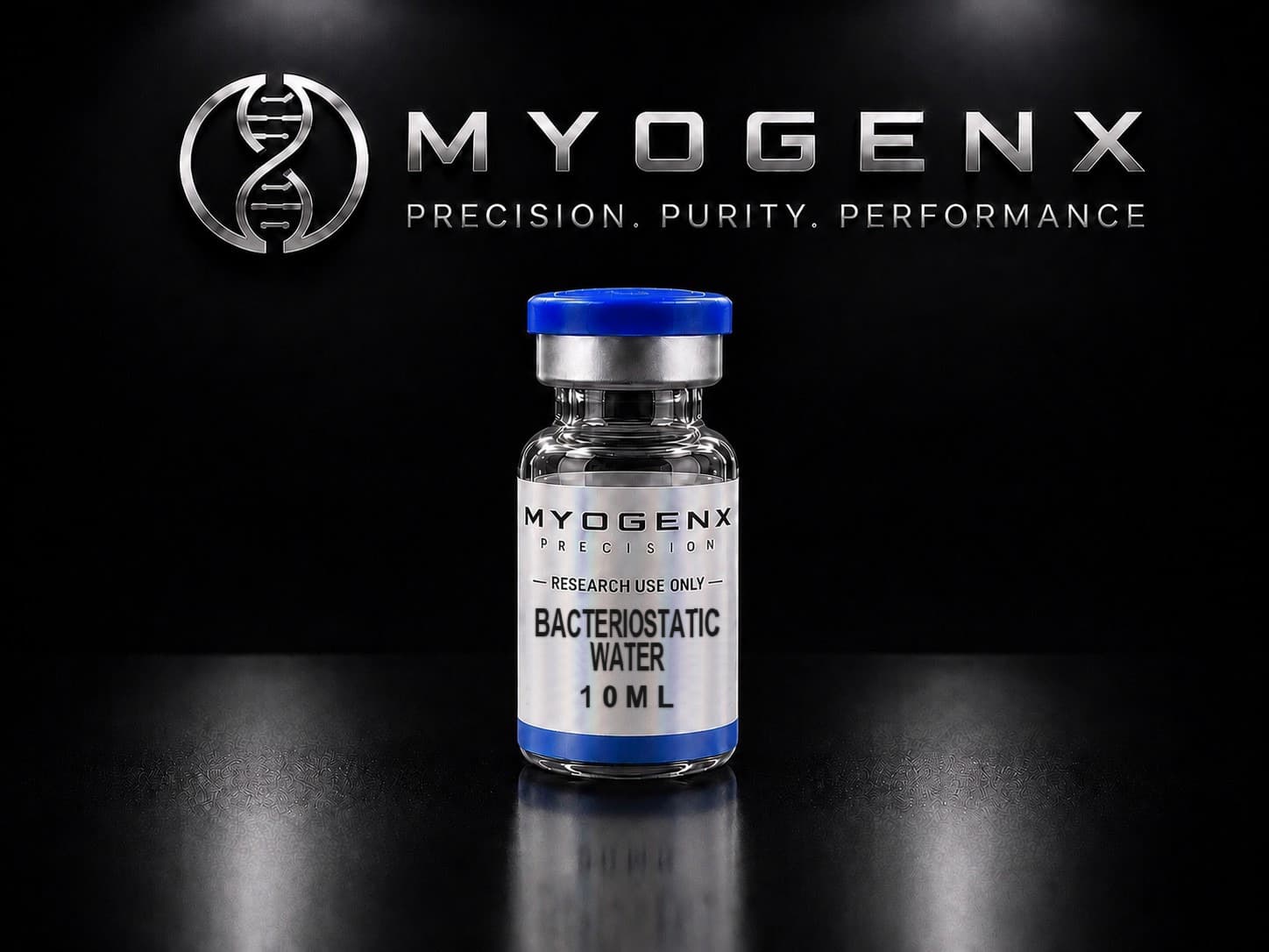 Bacteriostatic Water, MYOGENX. Sterile water with 0.9% benzyl alcohol.