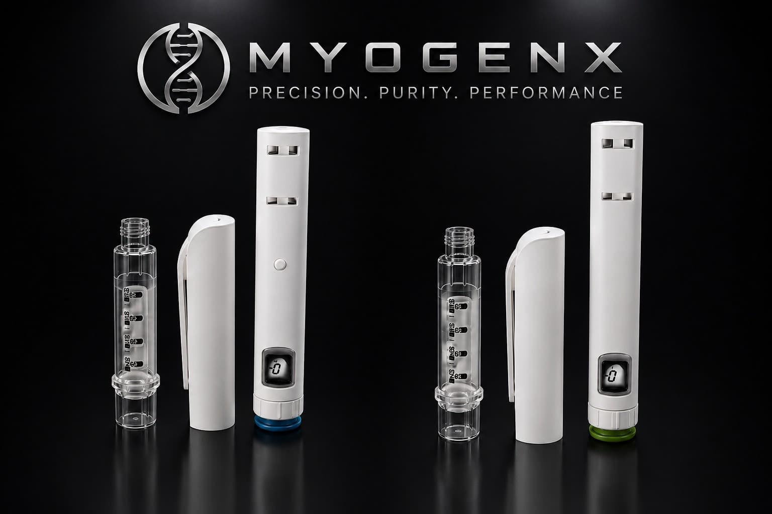 Disposable Dosing Pens, MYOGENX. 60 IU single use, one cartridge included.